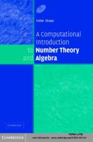 A Computational Introduction To Number Theory And Algebra - Victor Shoups.pdf